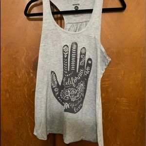 Gray, razor back tank with beautiful print